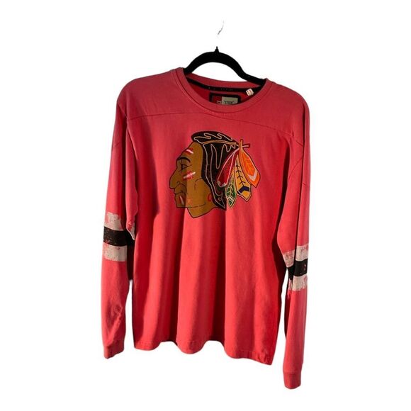 Chicago Blackhawks Men Size Large RED BLACK Alumni Raglan Stan Mikita #21 back. - Picture 2 of 16
